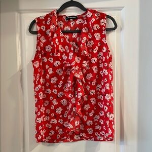 Karl Lagerfeld Red Ruched Blouse